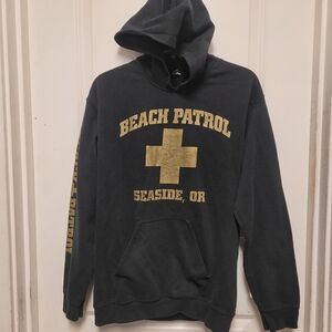 Gildan Black Hoodie with Gold Print Sz Small